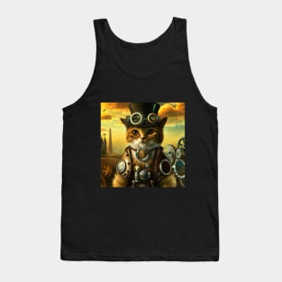 Steampunk Cat In Wonderland Tank Top